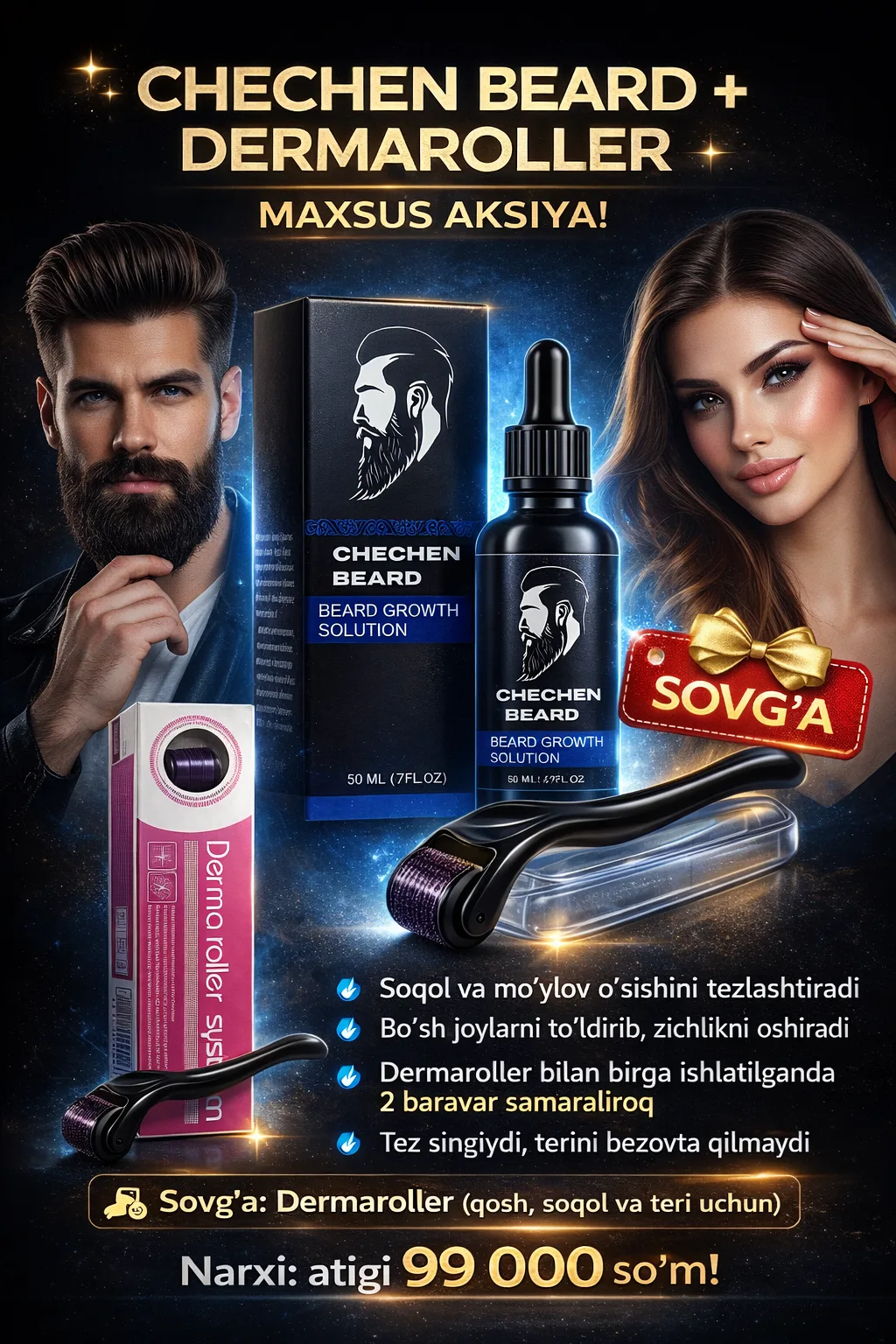 Chechen beard+dermo roller