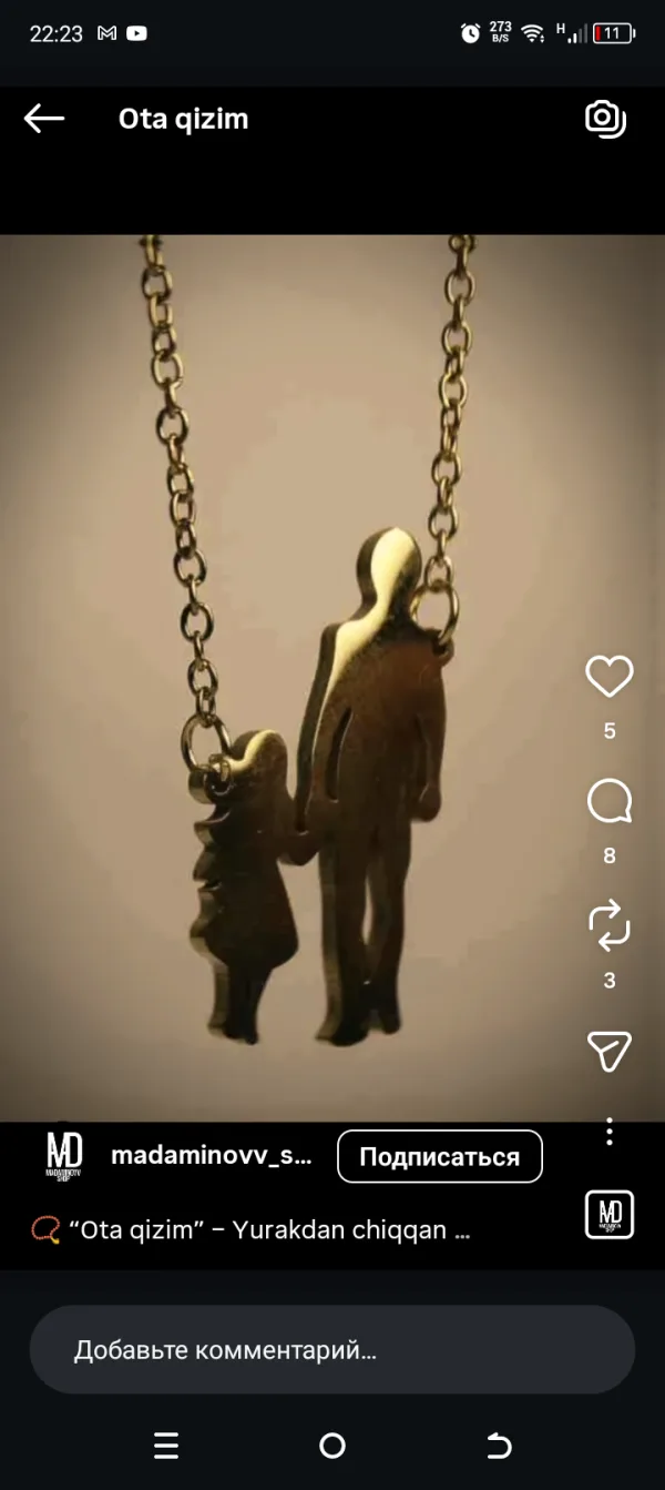 Ota va qiz uchun juftlik kuloni