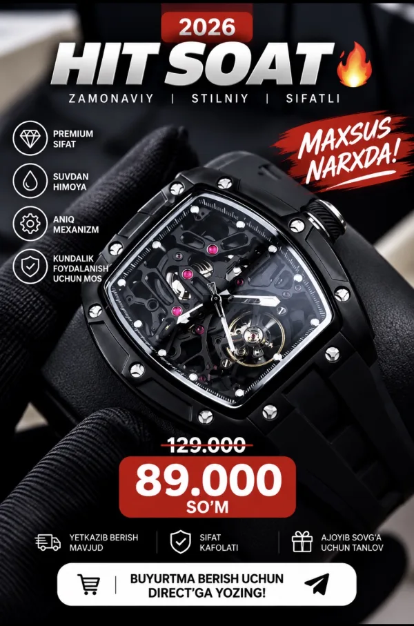 �� Richard Mille uslubidagi Skeleton soat