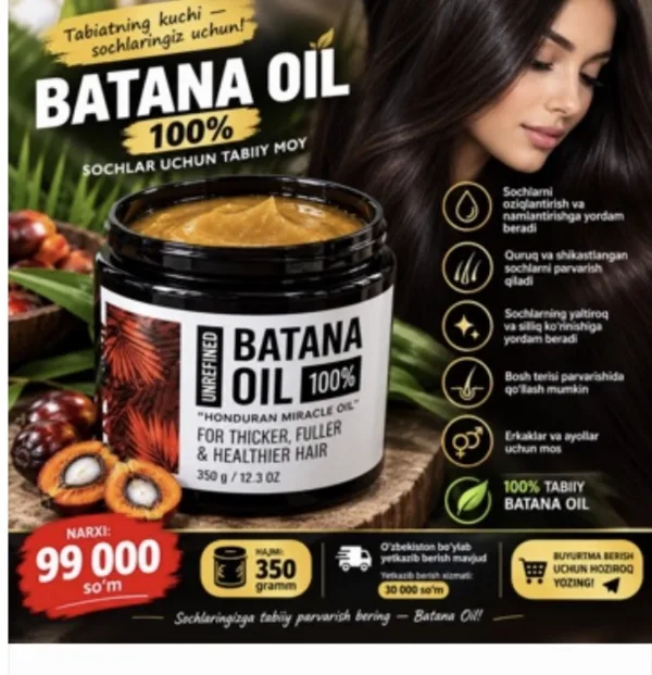 Batana oil 100% — sochlar uchun