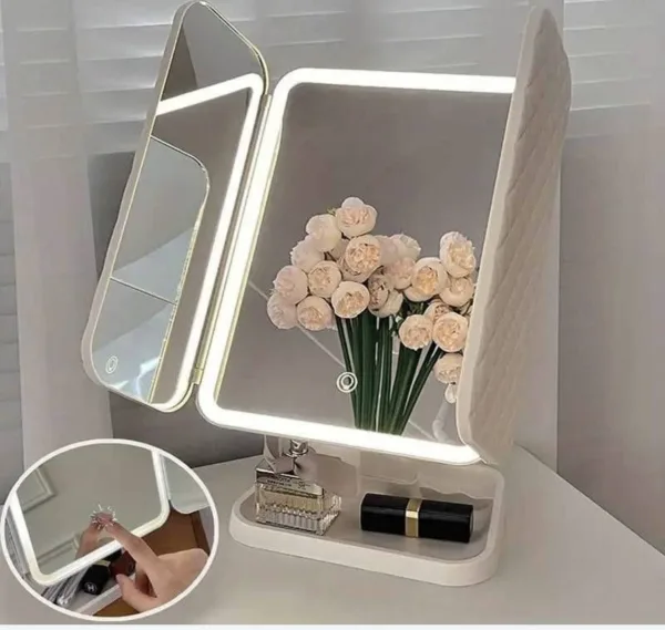 LED Yoritqichli buklanuvchan Kosmetika Oynasi